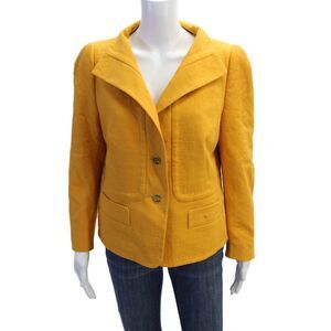 Escada Womens Cotton Buttoned Lined Long Sleeve Jacket Orange Size 42